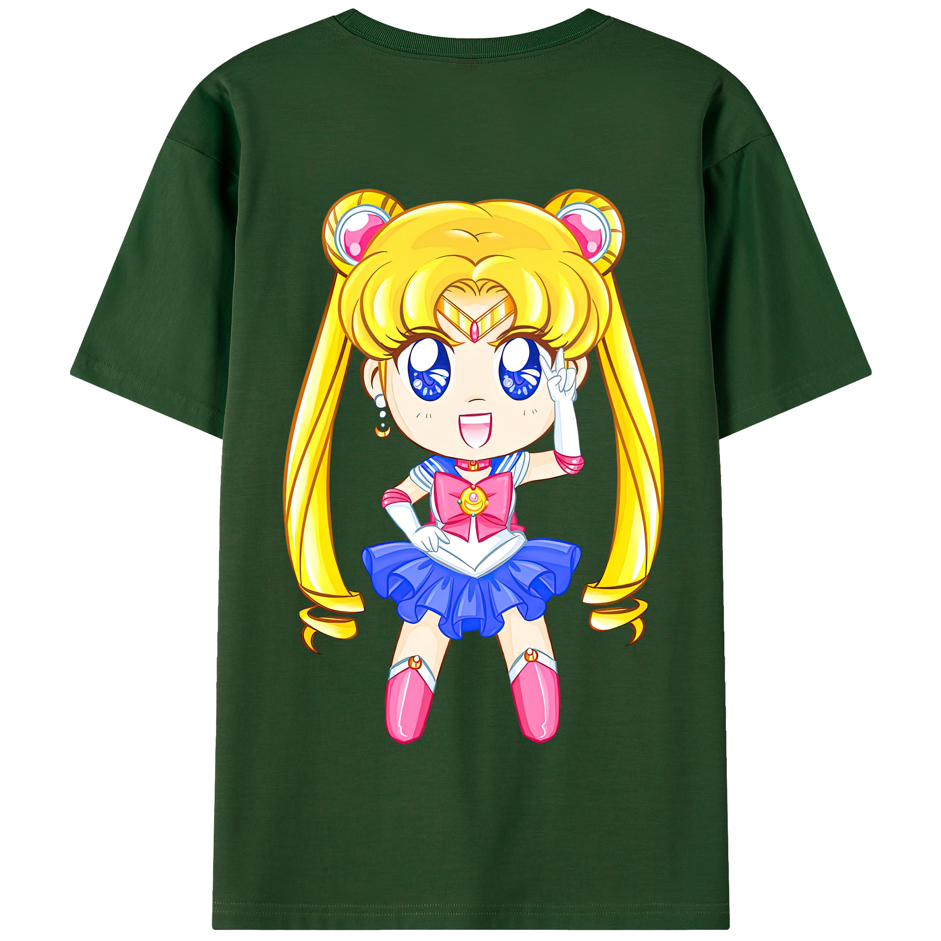 （画像用） 美少女戦士セーラームーン 月野 うさぎ つきの うさぎ Sailor Moon Tsukino Usagi 綿100％半袖Tシャツ（背面プリント）